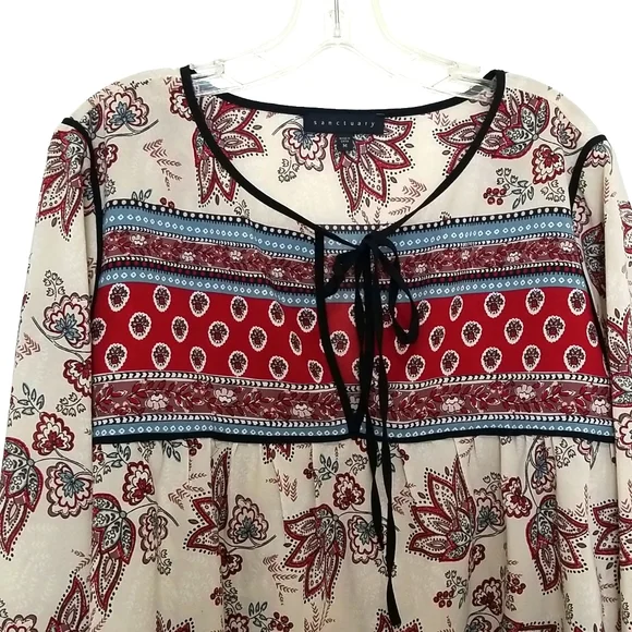 Sanctuary Peasant Boho Print Long Sleeve Blouse Size M - Picture 3 of 9